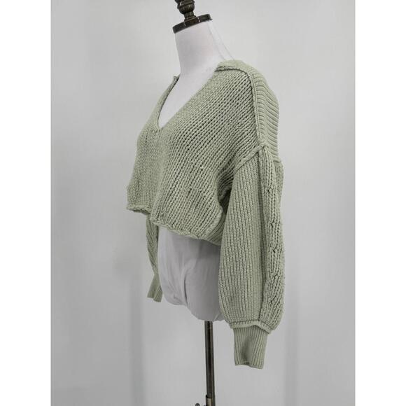 Free People We The Free Mint Green Crochet Trendy Boho Sweater Sz XS - Picture 2 of 6